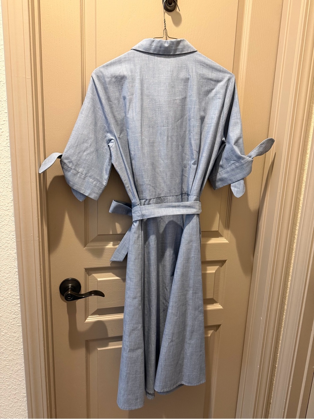 Calvin Klein Light Blue Tie-Waist Midi Shirt Dress - Picture 7 of 13